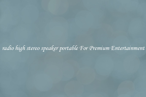 radio high stereo speaker portable For Premium Entertainment