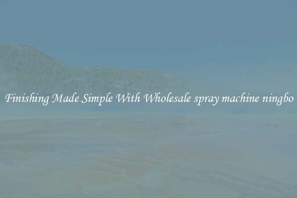 Finishing Made Simple With Wholesale spray machine ningbo